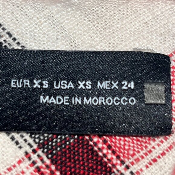 ZARA Plaid Oversized Italian Fabric Shacket Shirt Jacket - Cream Red & Black  XS - Picture 15 of 15